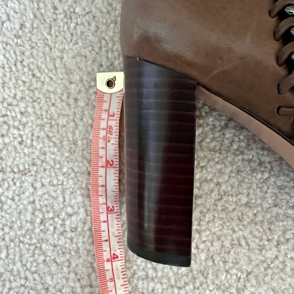 COACH Brown Mocha Leather Ankle Boots with Square Heel 7.5M - Picture 7 of 12